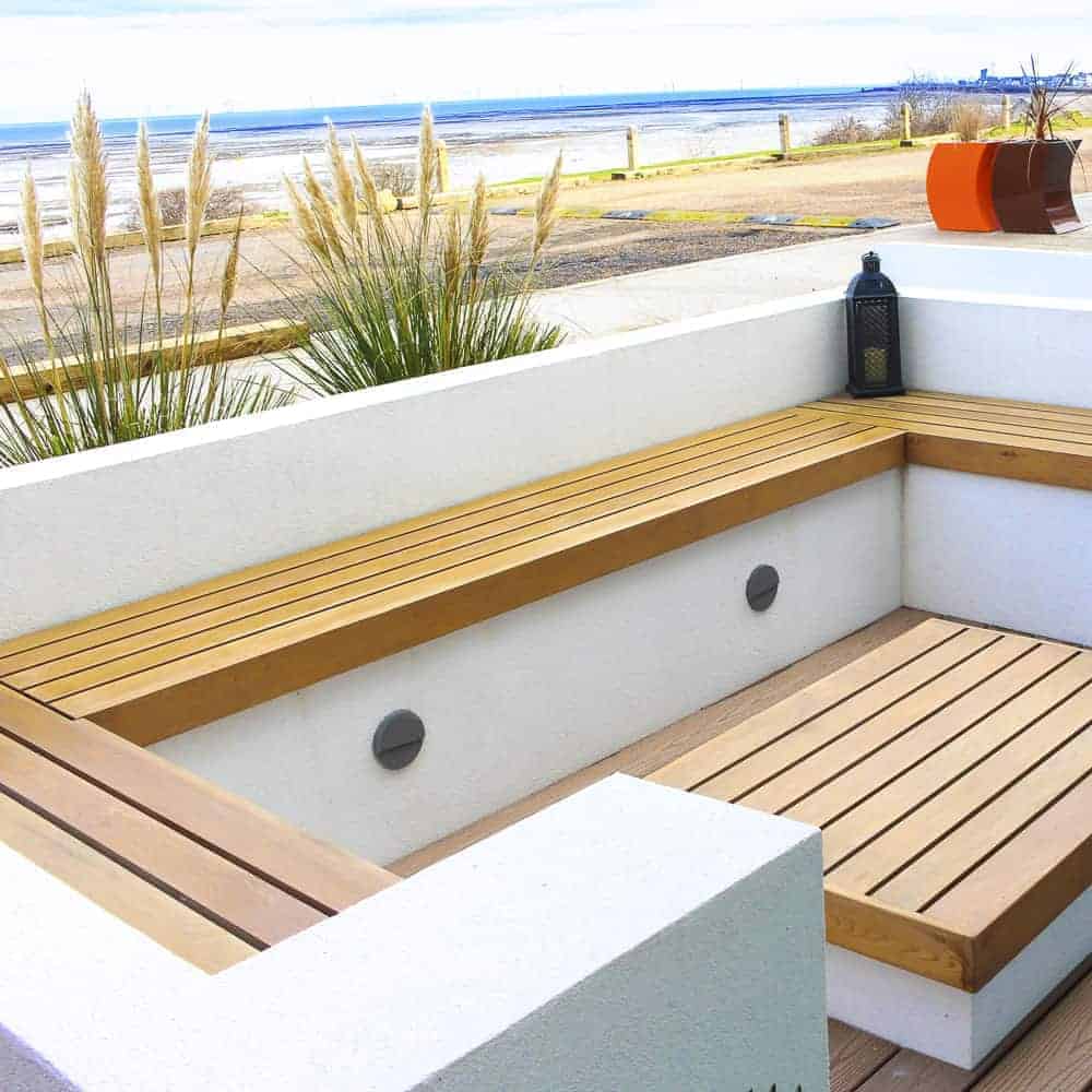 garden seating area with a sea view